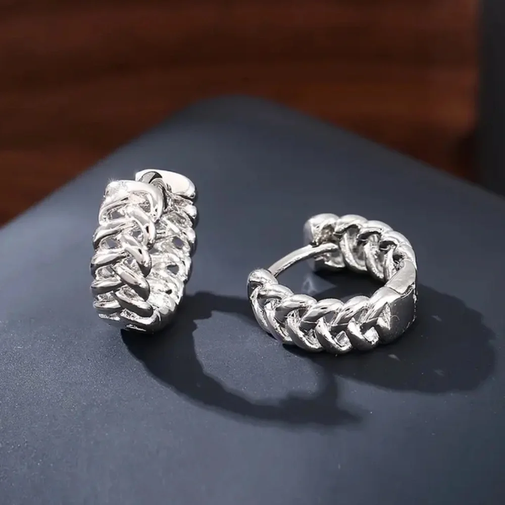 ✨Zara Adeline Braided Silver Huggie Earrings